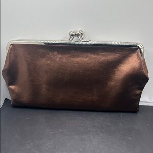 Metallic Brown Frame Clutch